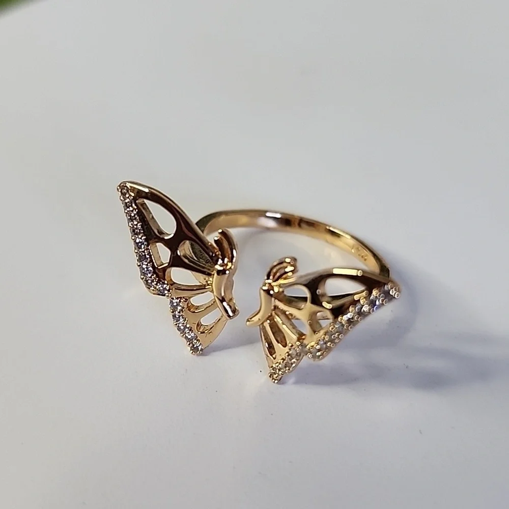 Gold Filled Butterfly Open Adjustable Ring